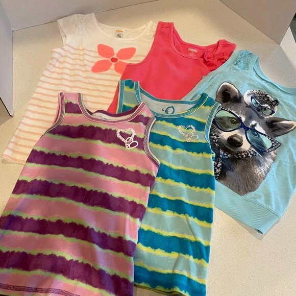 Girls Sz 7- 8 Summer Tops Gymboree Justice Childrens Place Lot of 5 - Picture 1 of 9
